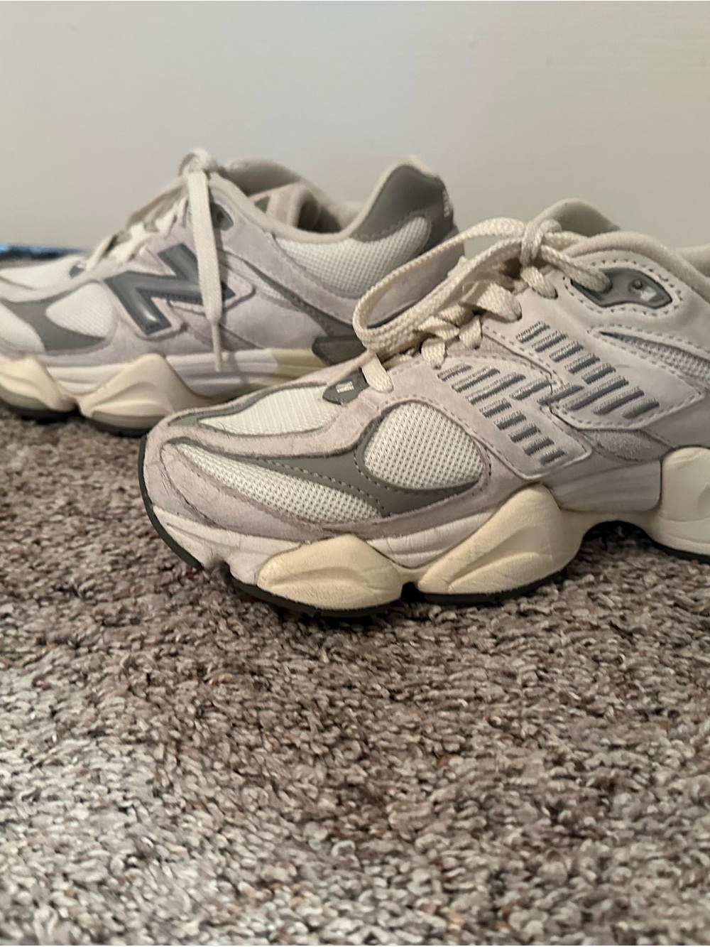 New Balance 9060 Neutral White and Grey Athletic Sneakers - Picture 4 of 11